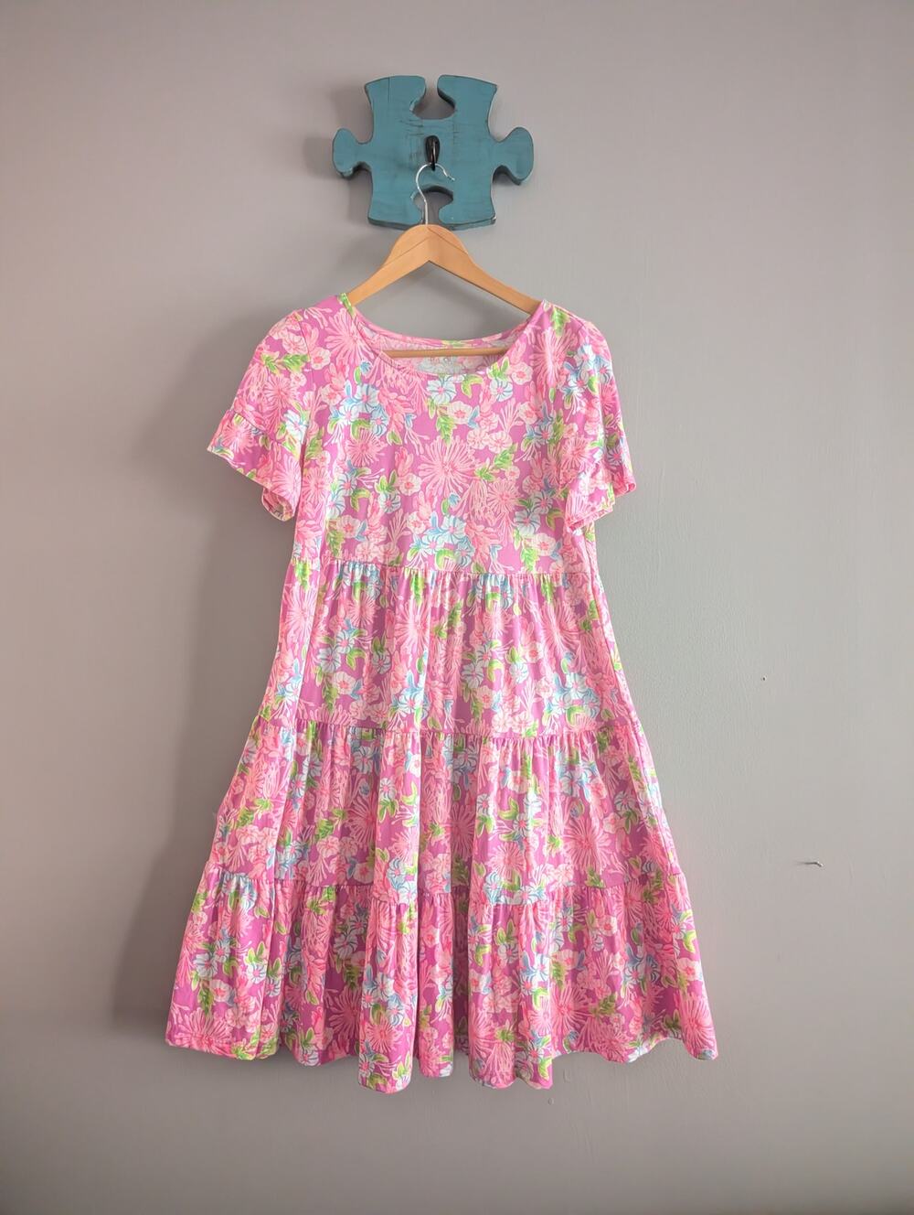 Lilly Pulitzer Jodee Dress S Amethyst Moms The Word Pink Floral Tiered Swing
